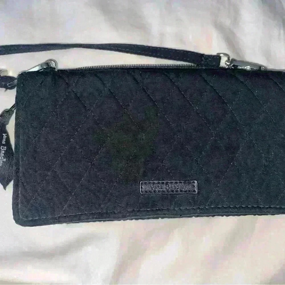 Vera Bradley Black Fold & Zip Protection Wallet with strap - Picture 2 of 6